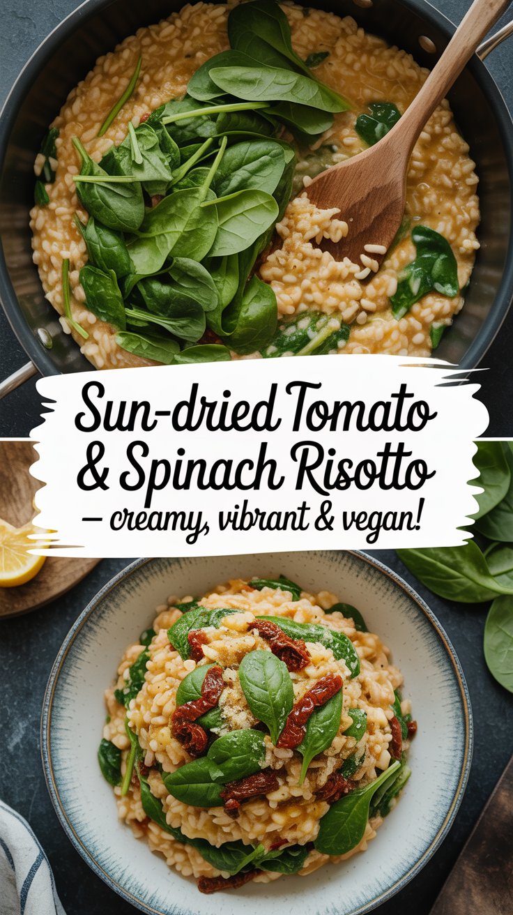 Sun-Dried Tomato & Spinach Risotto – Creamy, Vibrant & Vegan!