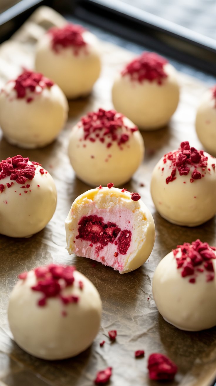 White Chocolate Raspberry Cheesecake Balls: A Decadent Dessert Recipe You’ll Love 5 a batch of white chocolate coated cheese 2ZQuo