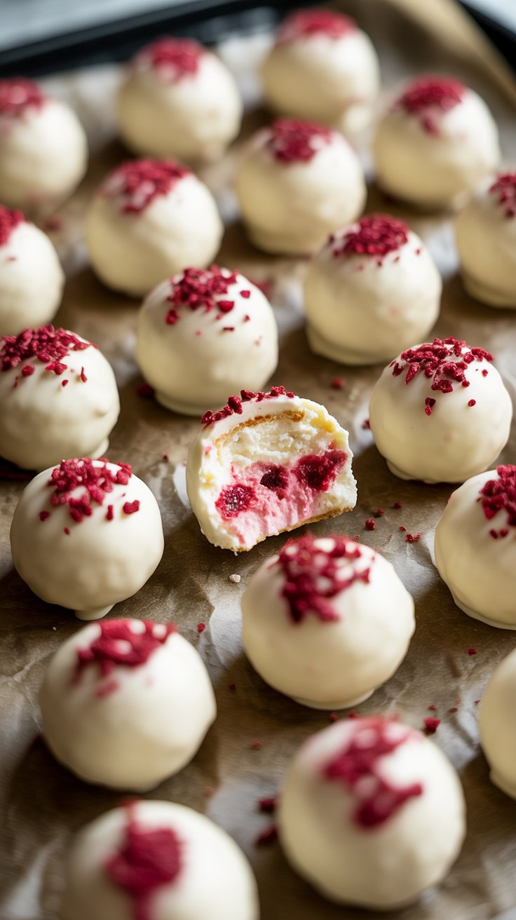 White Chocolate Raspberry Cheesecake Balls: A Decadent Dessert Recipe You’ll Love 4 a batch of white chocolate coated cheese I3 a7wEKT2m44j