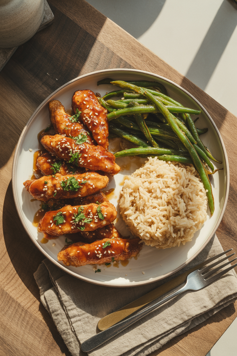 Honey Garlic Chicken Tenders: A Sweet and Savory Delight for Every Table 3 a beautifully styled overhead shot of cr JugUzV 8Ta2KdA 1fWdTCg 8Jm8 KSXRQKDOGDOGsNBrg