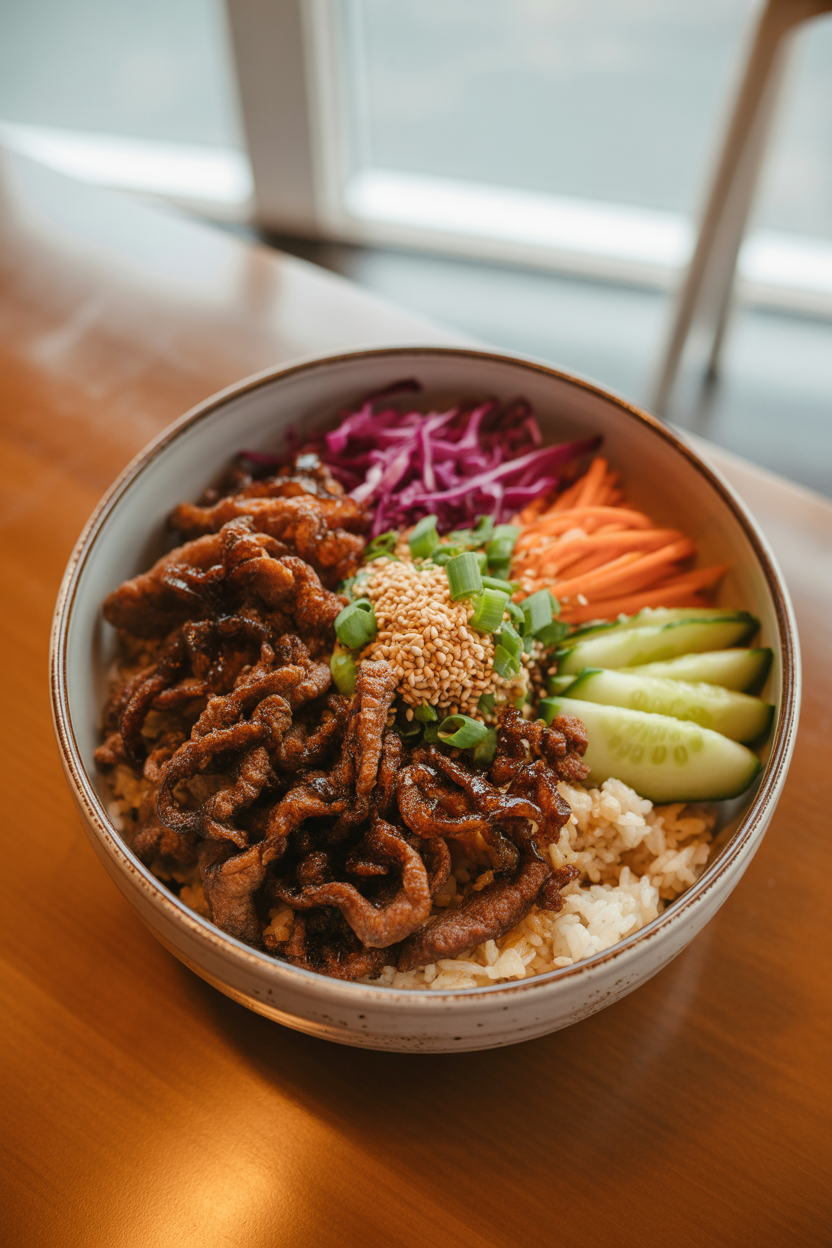 Crispy Beef Rice Bowl 2 a photograph of a crispy beef rice bowl