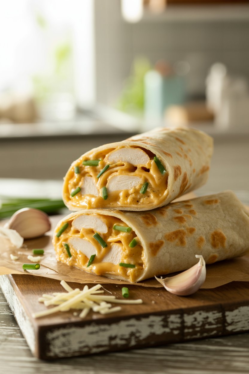 Cheesy Garlic Chicken Wraps: The Ultimate Comfort Food That'll Transform Your Dinner Game 3 a photograph of a halved cheesy garlic c GMRkc3 PRCmLr6VjM53IOw AGjvPPQ9R 6UidTIsCjkDw