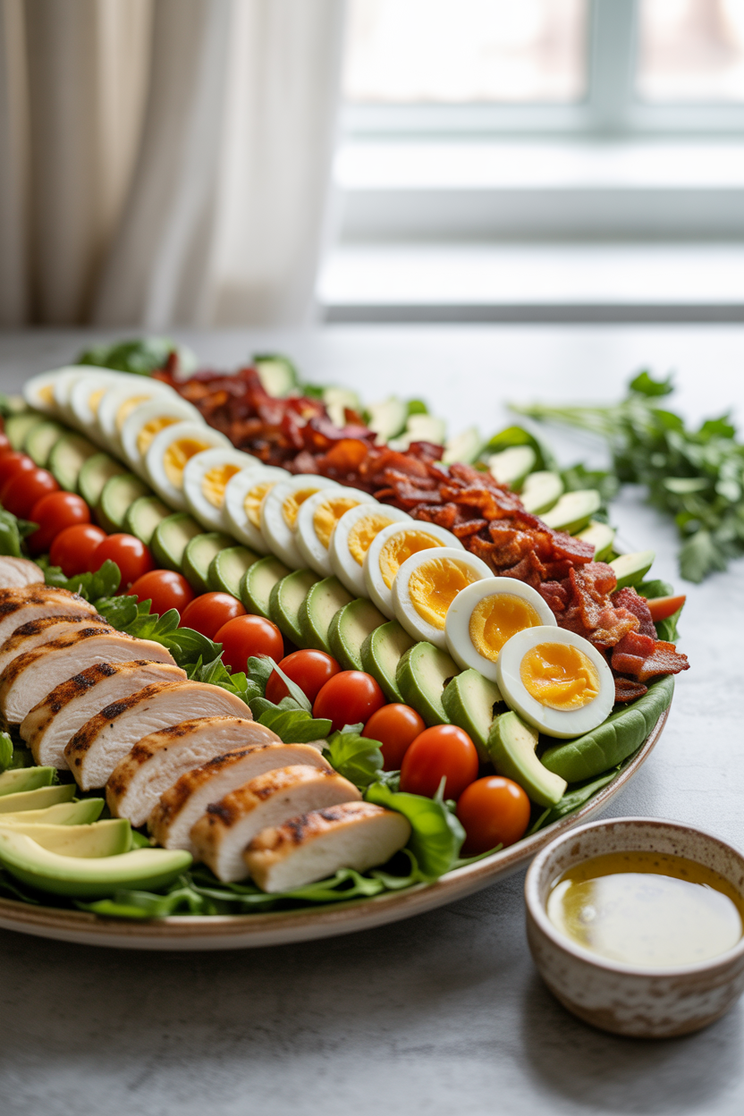 Paleo Grilled Chicken Cobb Salad 3 a photograph of a meticulously arranged