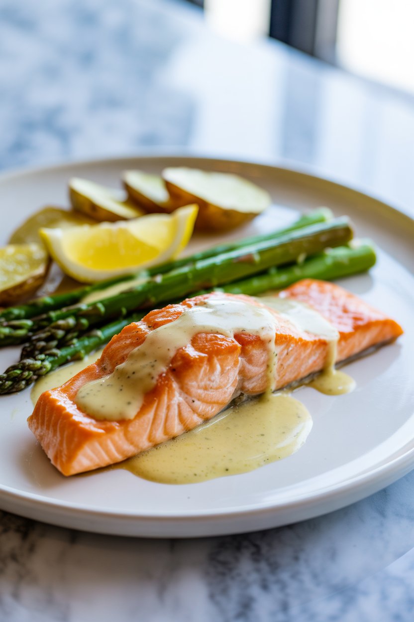 Baked Salmon with Lemon Butter Cream Sauce: The Perfect Elegant Dinner 1 a photograph of a perfectly baked salmon vlbJEdwER7es BDDTeToOw 1BusY0LiR8qStVHN9Wodaw