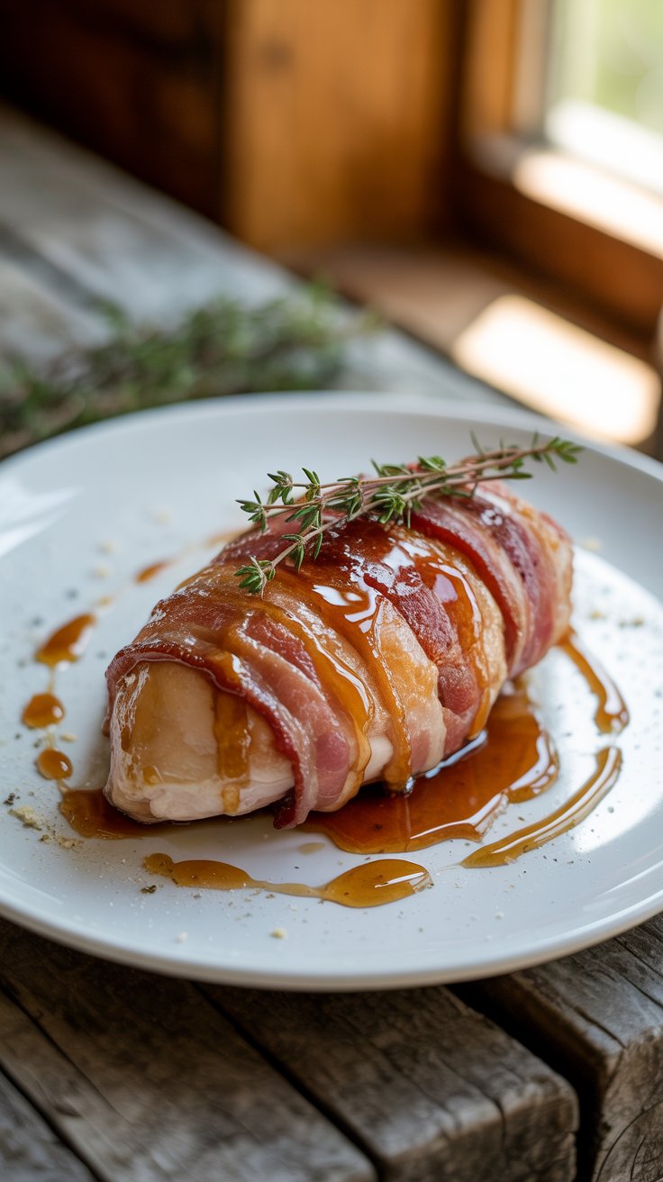 Maple Glazed Bacon Chicken: A Deliciously Sweet and Savory Recipe 3 a photograph of a perfectly cooked bacon 6ZE7s YjS96ACJ3xCYty4w sUsND