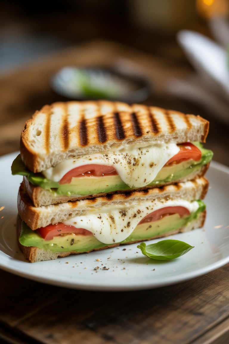 Avocado Mozzarella Tomato Grilled Cheese Sandwich