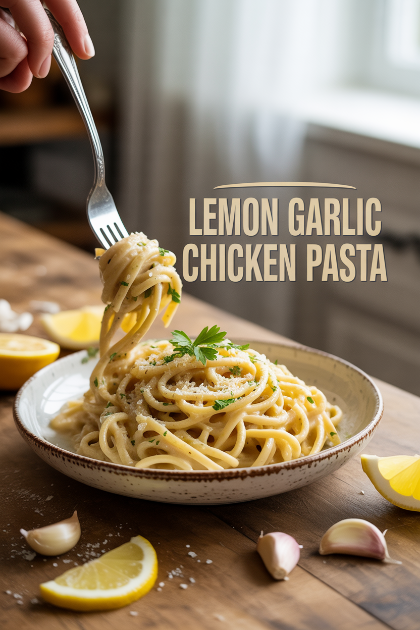 Lemon Garlic Chicken Pasta: A Zesty, Creamy Dinner Favorite 3 a photograph of a plate of lemon garlic Ad5WTWrcT6OS82Bt6IJMIw MJt rPhXQji7JOS9wePc3A