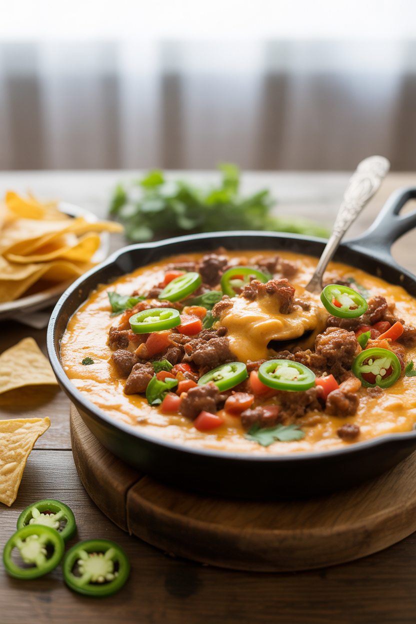 Cowboy Queso: The Ultimate Party Dip That Packs a Punch 5 a photograph of a rustic wooden table di L6bZ7d9hRIq vD9SzFe25w DYVoRSCaTKCLq7LbRjSYLg