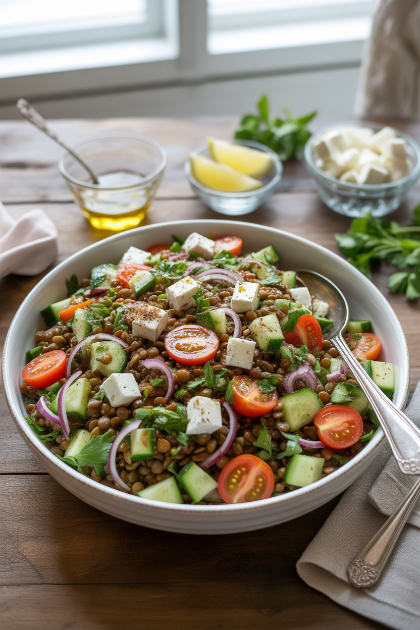 Lentil Salad: A Wholesome, Flavor-Packed Dish for Every Table 4 a photograph of a rustic wooden table di MTeU4rCkRKqDxAf7mv2ZAw BOnD8fBiSI2WboFfhiqwuQ 1