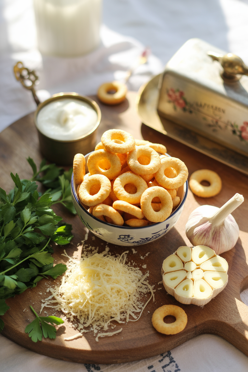 Garlic Ritz Snacks: The Irresistible Party Treat You Didn’t Know You Needed 3 a photograph of a rustic wooden table sh AeN