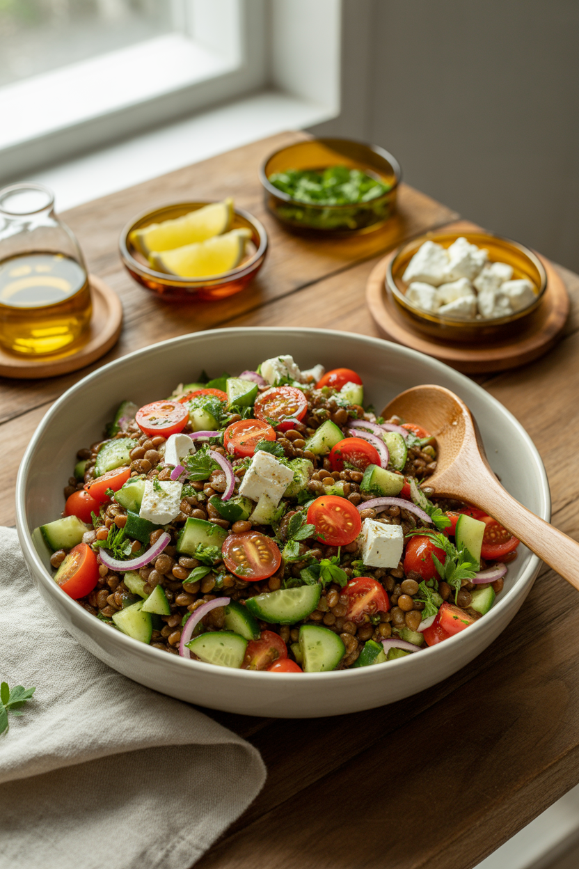 Lentil Salad: A Wholesome, Flavor-Packed Dish for Every Table 3 a photograph of a rustic wooden table sh BhrbdV5pSDmDKBgyEFX8sg BOnD8fBiSI2WboFfhiqwuQ