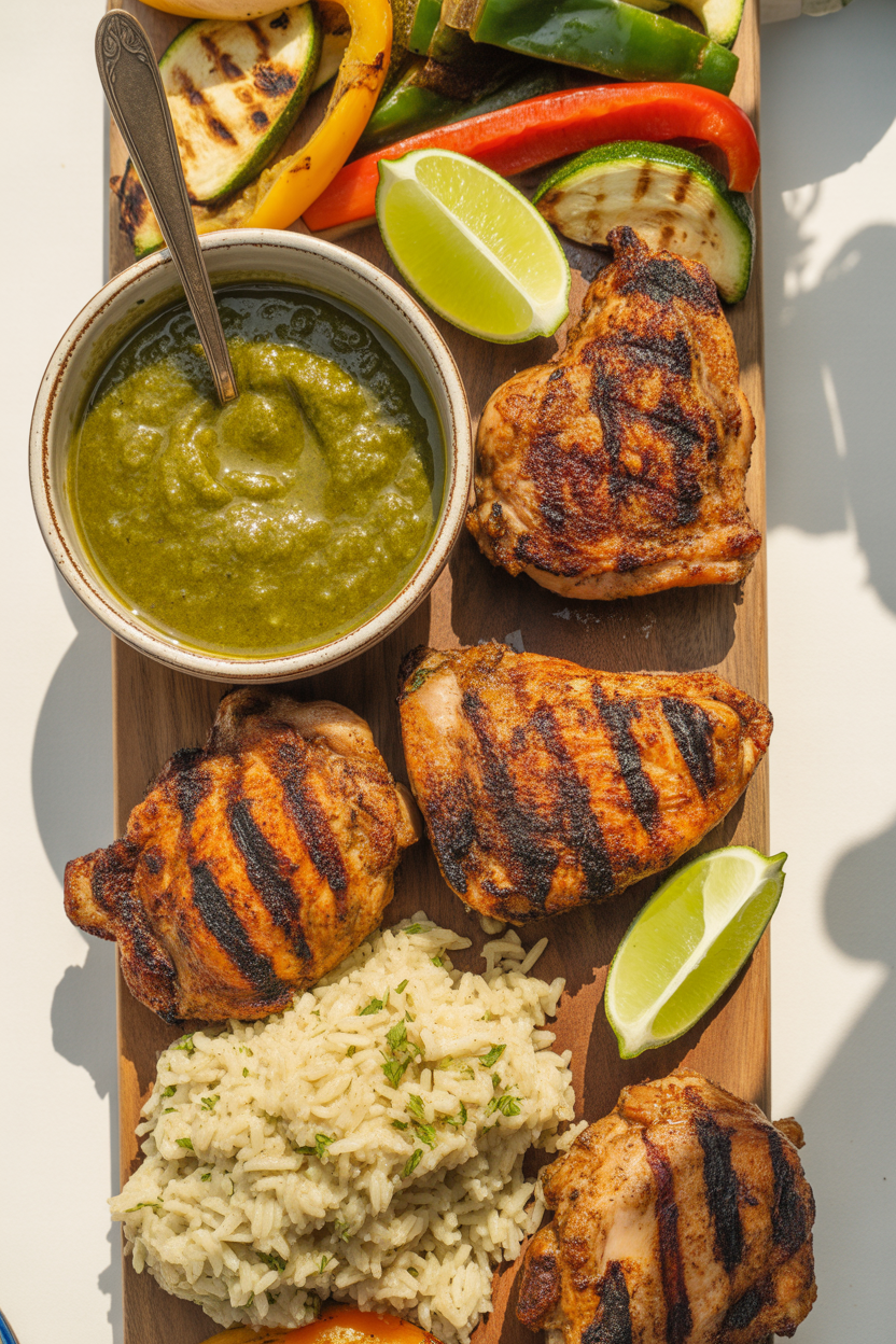 Peruvian Grilled Chicken with Creamy Green Sauce 4 a photograph of a rustic wooden table sh N2qdresLSACJE6XpYK6K g tE zt4CsRvumVmxn 3bR9g