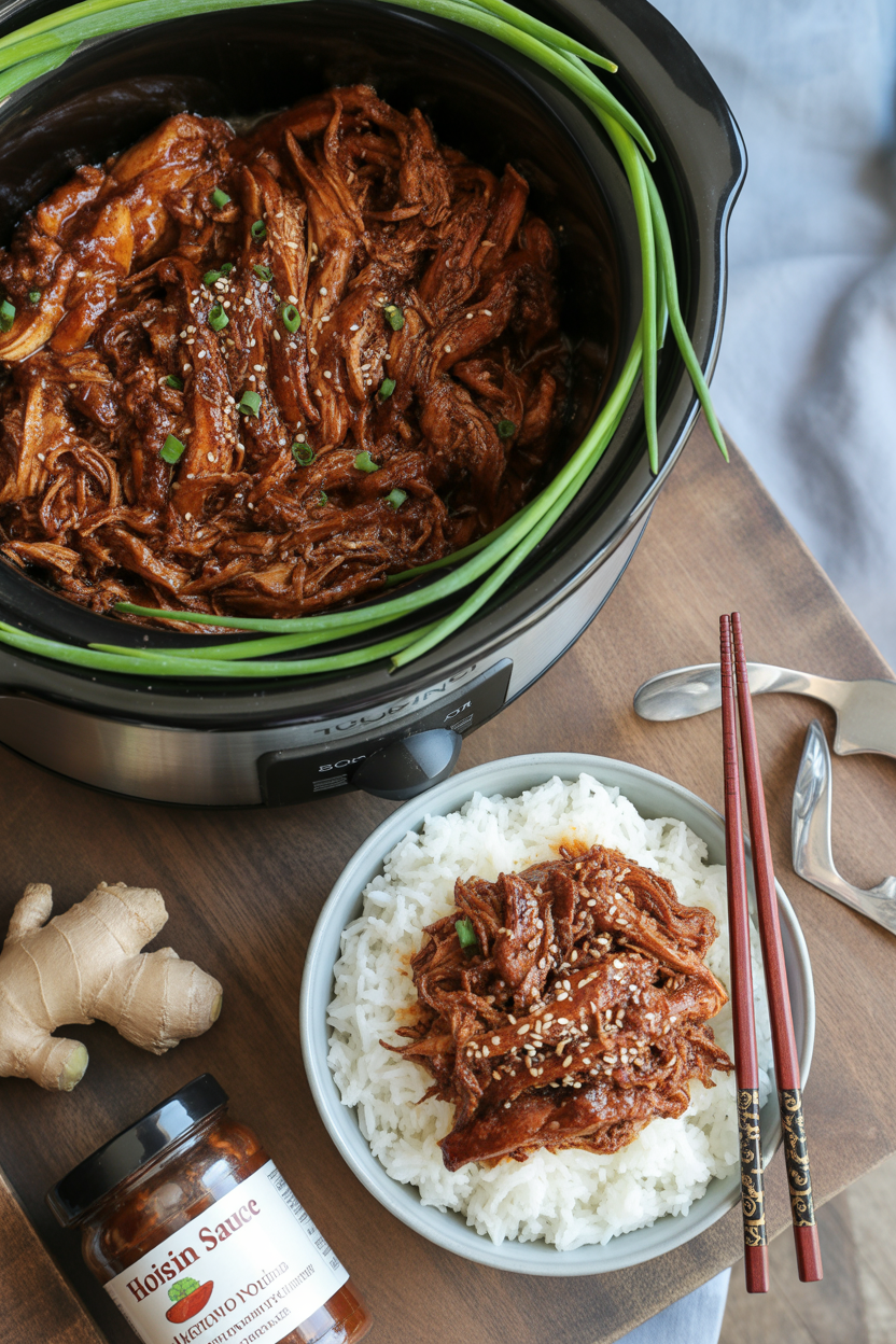 Slow Cooker Hoisin Chicken 5 a photograph of a rustic wooden table vi VKnsoj9YRc Z2 TXhSKYWA cOzkw75AQgC7L tguZSTbA