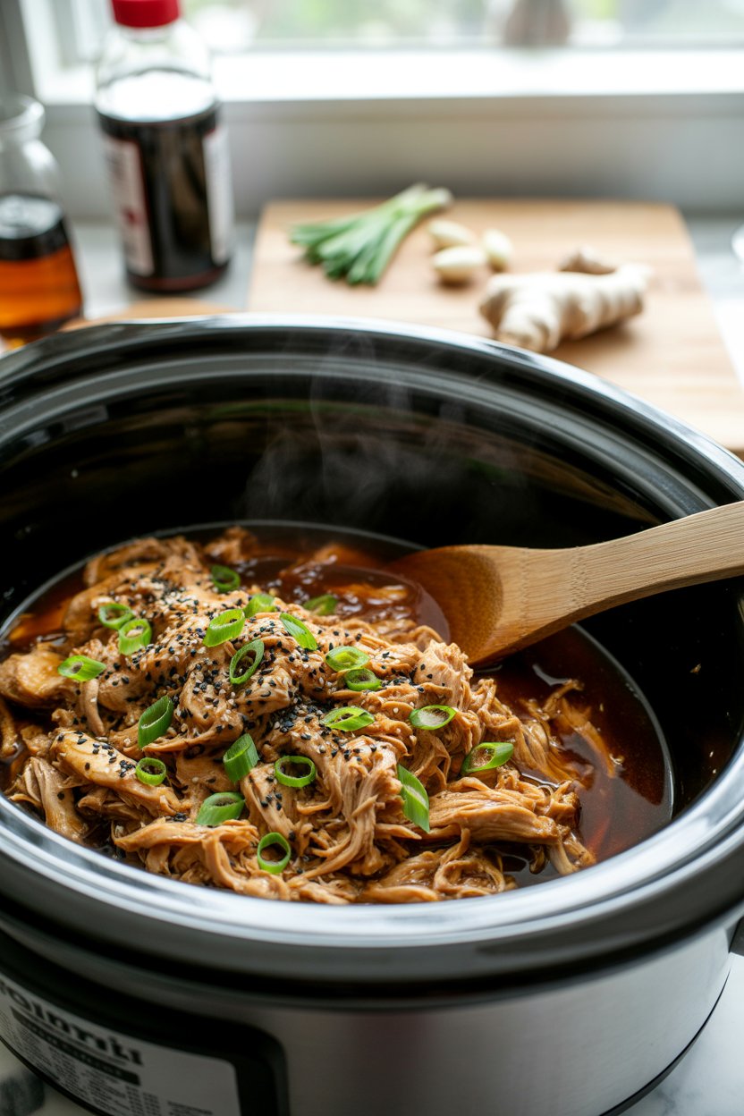 Slow Cooker Teriyaki Chicken: A Flavor-Packed Weeknight Favorite 3 a photograph of a slow cooker filled wit 9czyJn6nTbqNFag3FqttLA KM503uoRT C7FrICEj96dQ