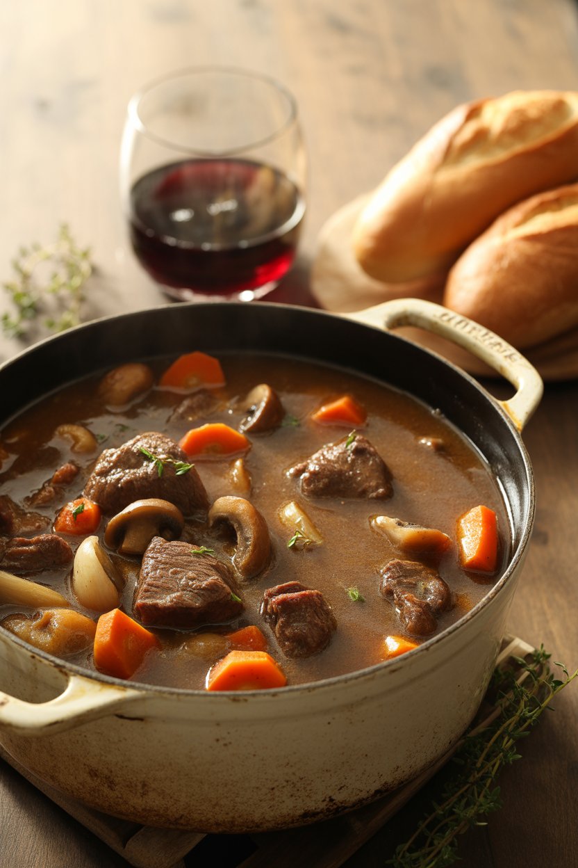 a photograph of a steaming french beef