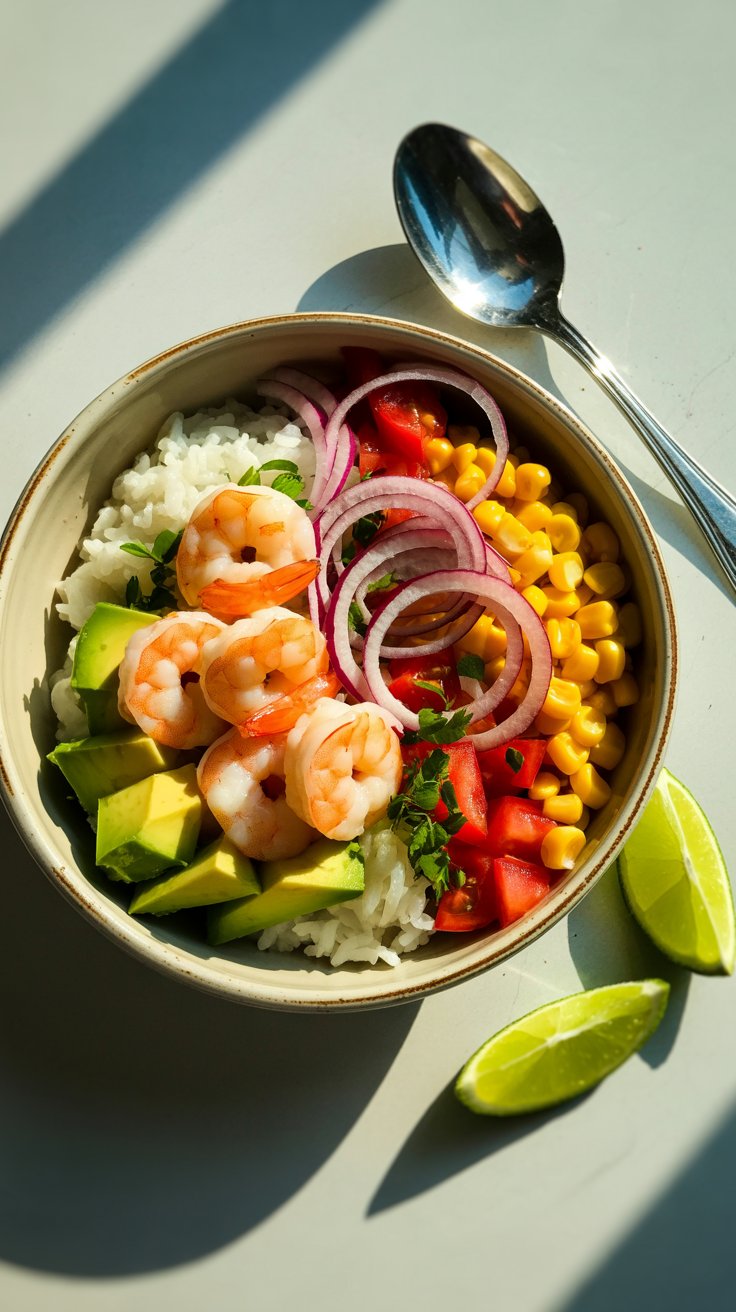 Zesty Shrimp and Avocado Rice Bowls – A Healthy Pescatarian Meal Idea Packed with Flavor 1 a photograph of a vibrant shrimp and avo PYA48 o7RIyTDrh5PFJ1ZQ rHGdan4VQZ