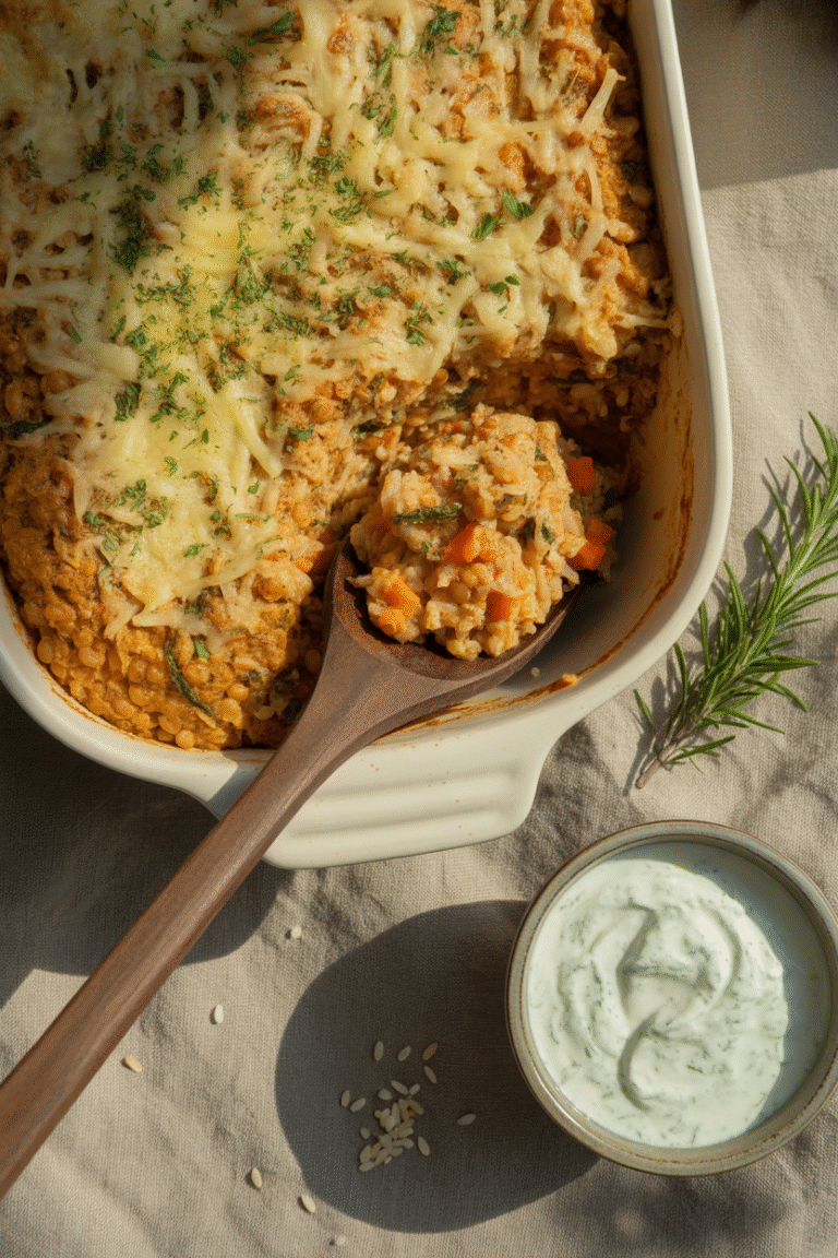 Red Lentil and Rice Casserole