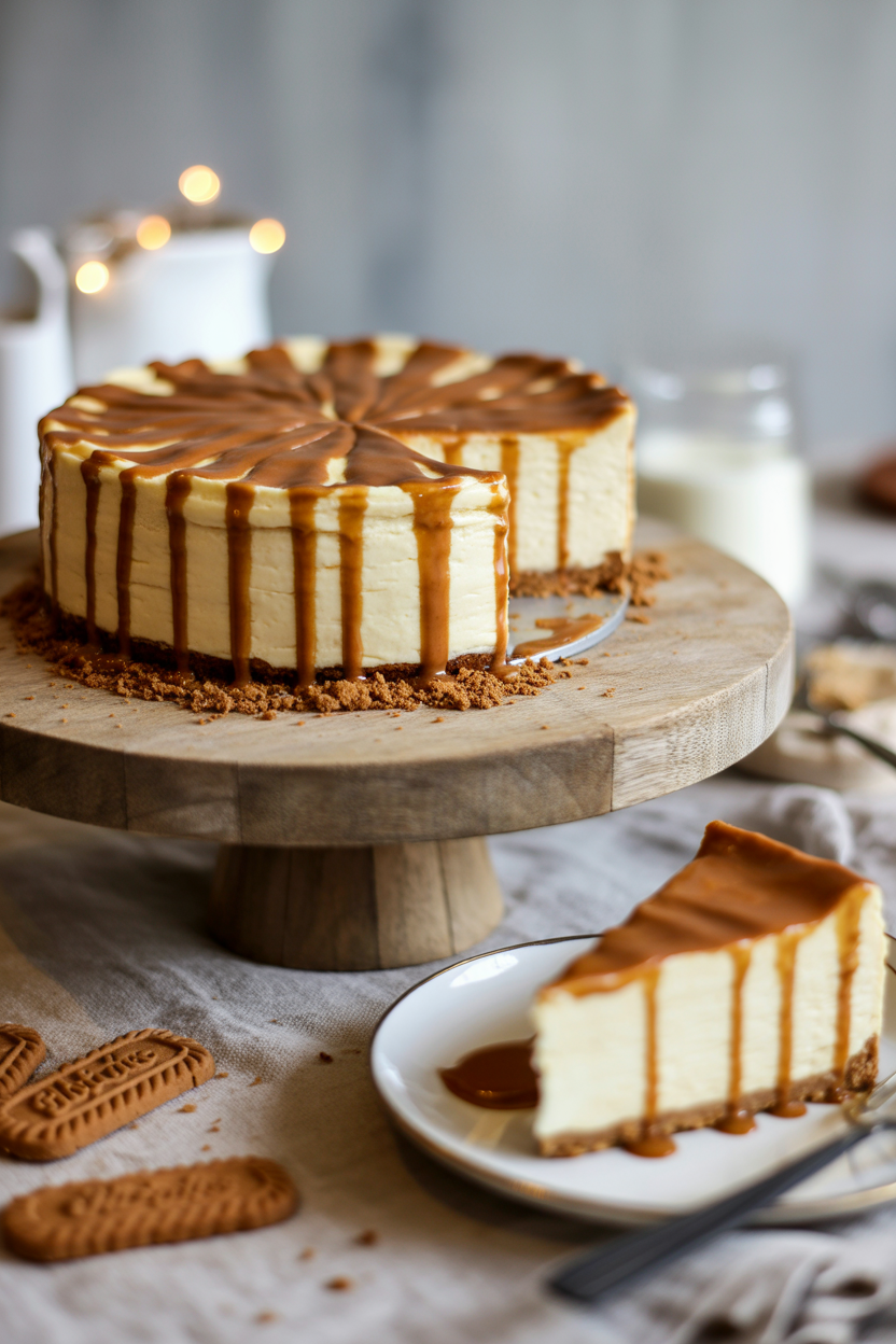 Biscoff Cheesecake: A Decadent Dessert You’ll Crave 5 a photograph of a whole biscoff