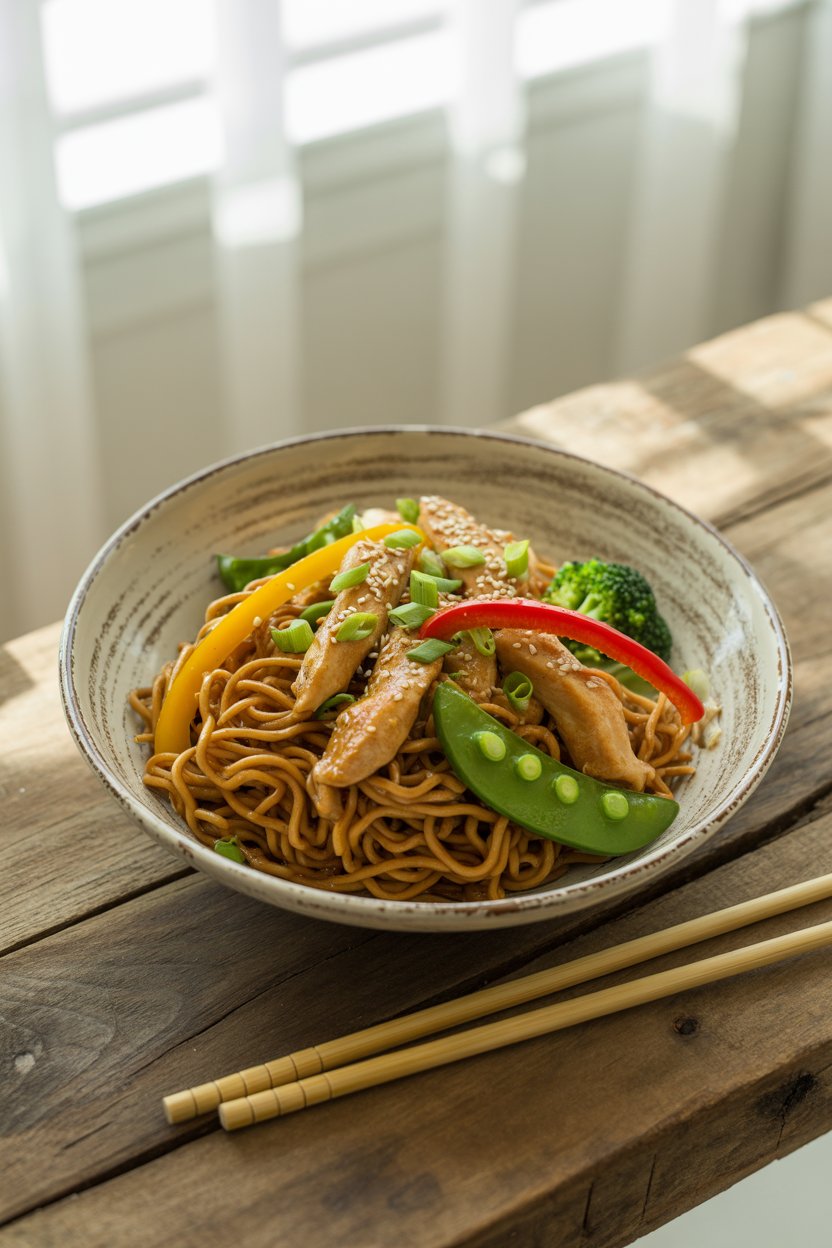 Chicken Stir Fry Noodles 4 a photograph of chicken stir fry noodles bDQ1YxGjQiOttBhZUCjc3g 4x2gs q T9WW6VR4hjG3iw