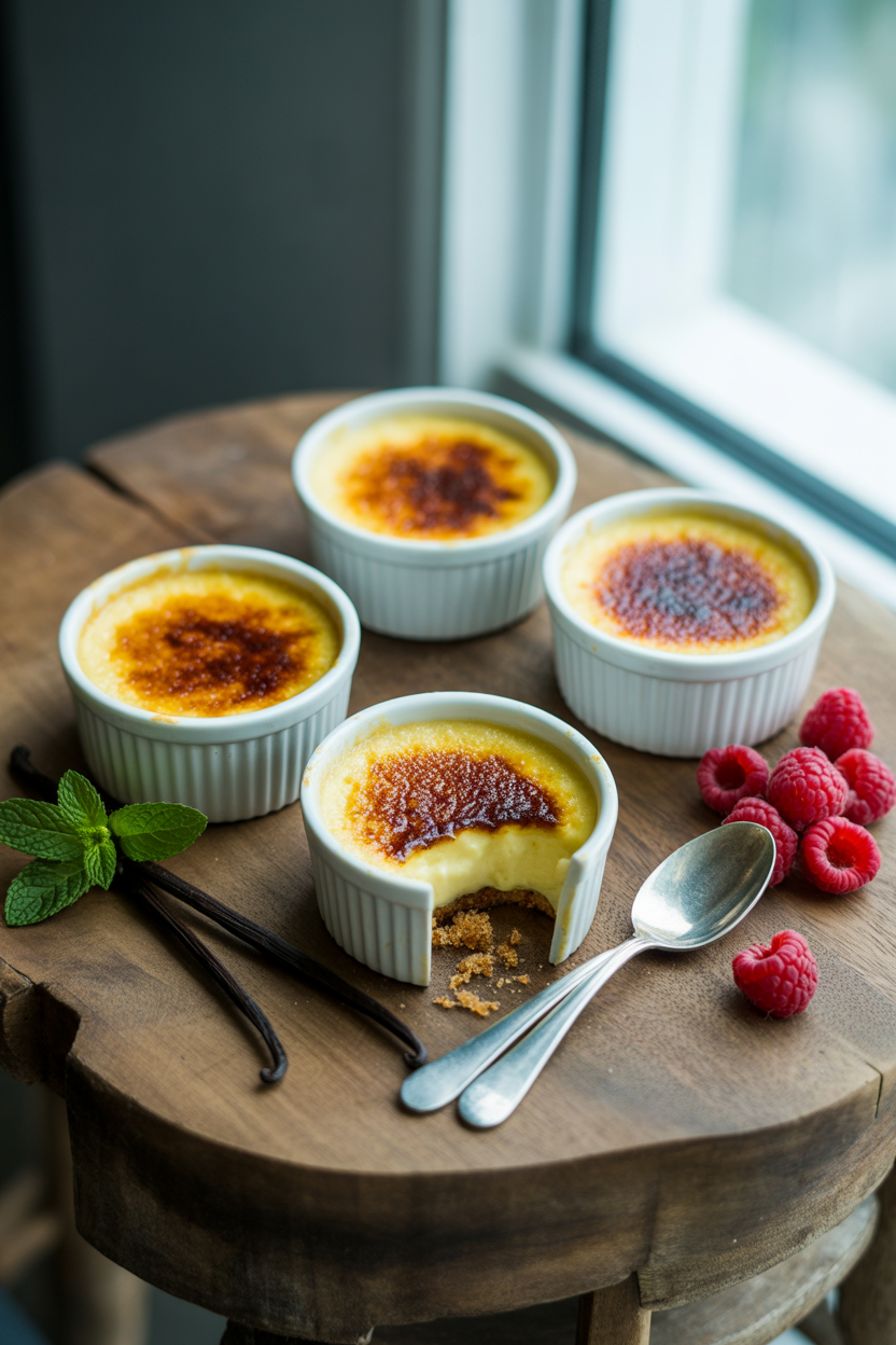 Crème Brûlée: Mastering the Classic French Dessert at Home 4 a photograph of four individual creme br Fm6GGBx8Qyqc9Osr5rrmpw KtBBUvOsT