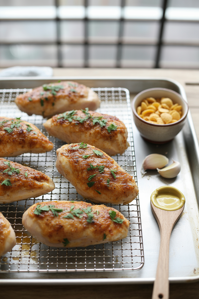 Baked Crunchy Maple Dijon Chicken 4 a photograph of freshly baked maple