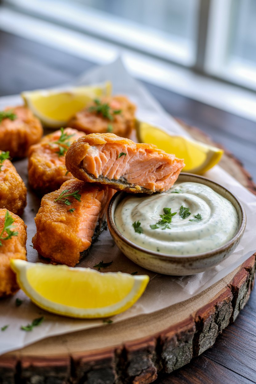 a photograph of golden crispy salmon bit 1UgmZZcITCOqZ7UyaGACsQ IwJD vmMSImksAs
