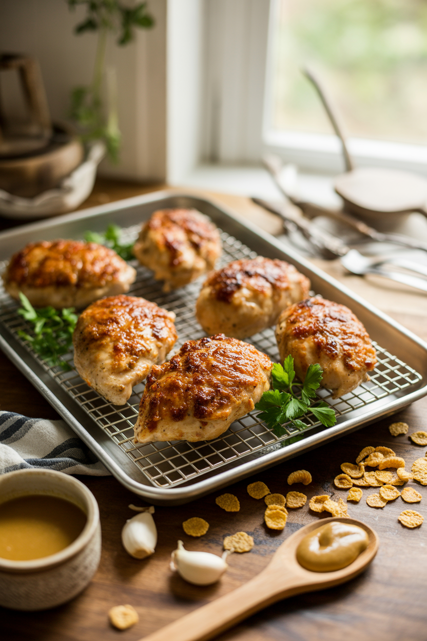 Baked Crunchy Maple Dijon Chicken 5 a photograph of perfectly baked maple