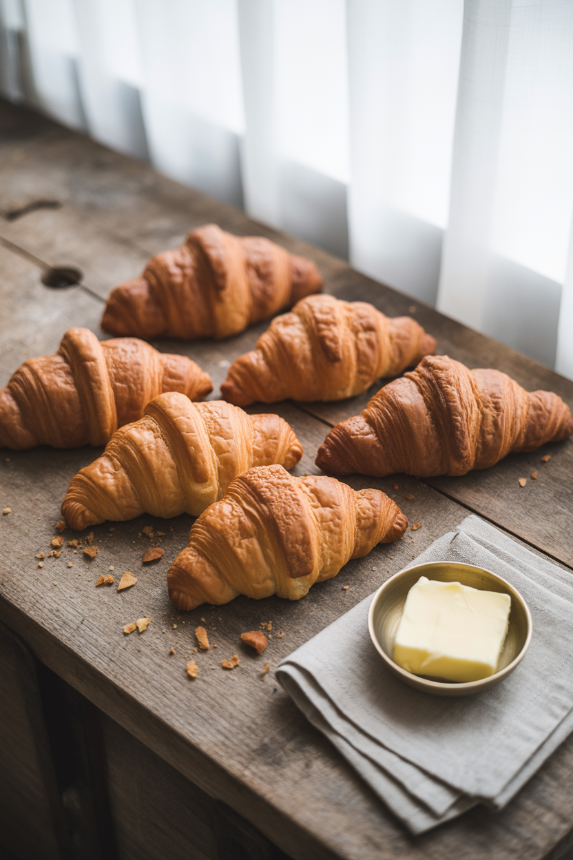 Flaky Homemade Croissants: A Buttery Delight Worth Every Layer 1 a photograph of six freshly baked