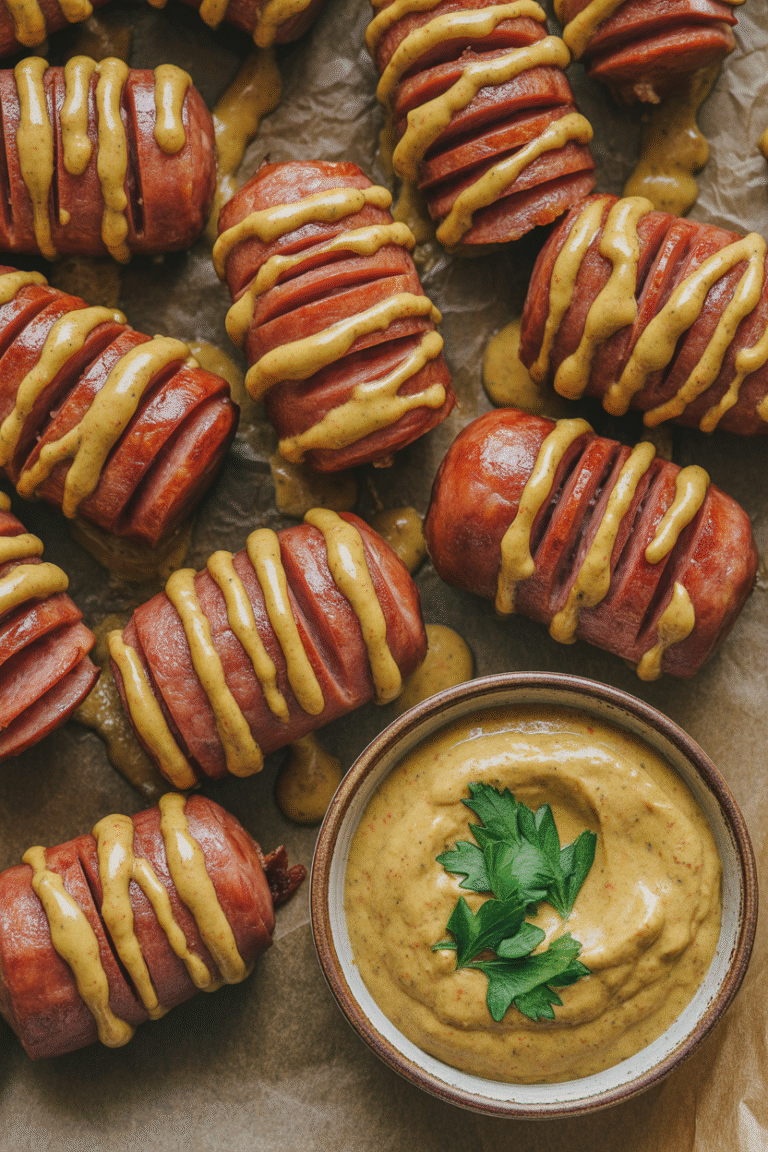 Mustard Hasselback Kielbasa Bites: A Bold and Addictive Party Favorite