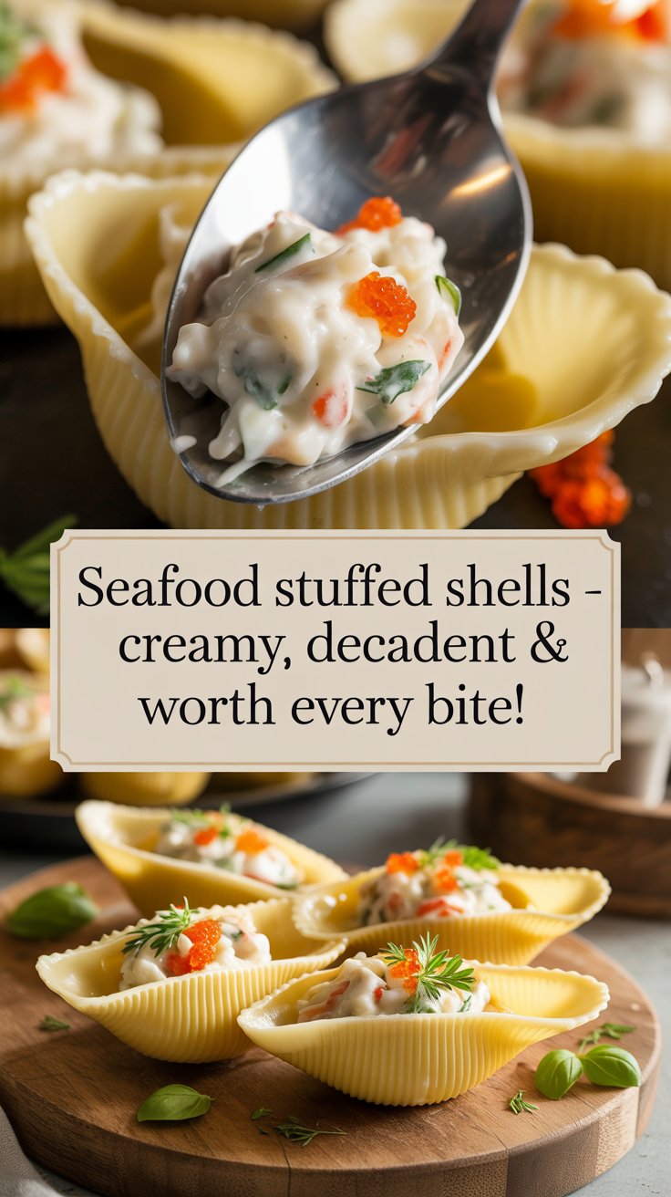 Seafood Stuffed Shells – Creamy, Decadent & Worth Every Bite! 3 a photograph showcasing a culinary