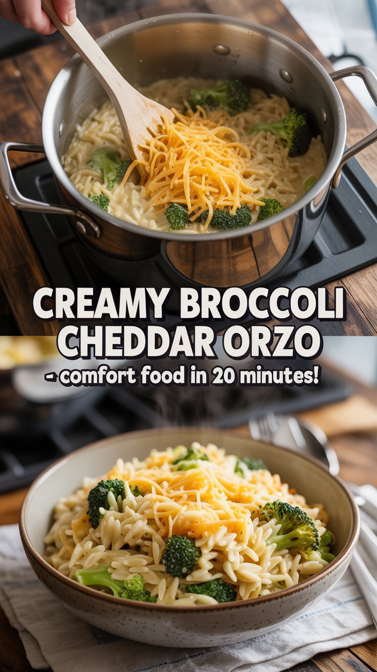 Creamy Broccoli Cheddar Orzo – Comfort Food in 20 Minutes!
