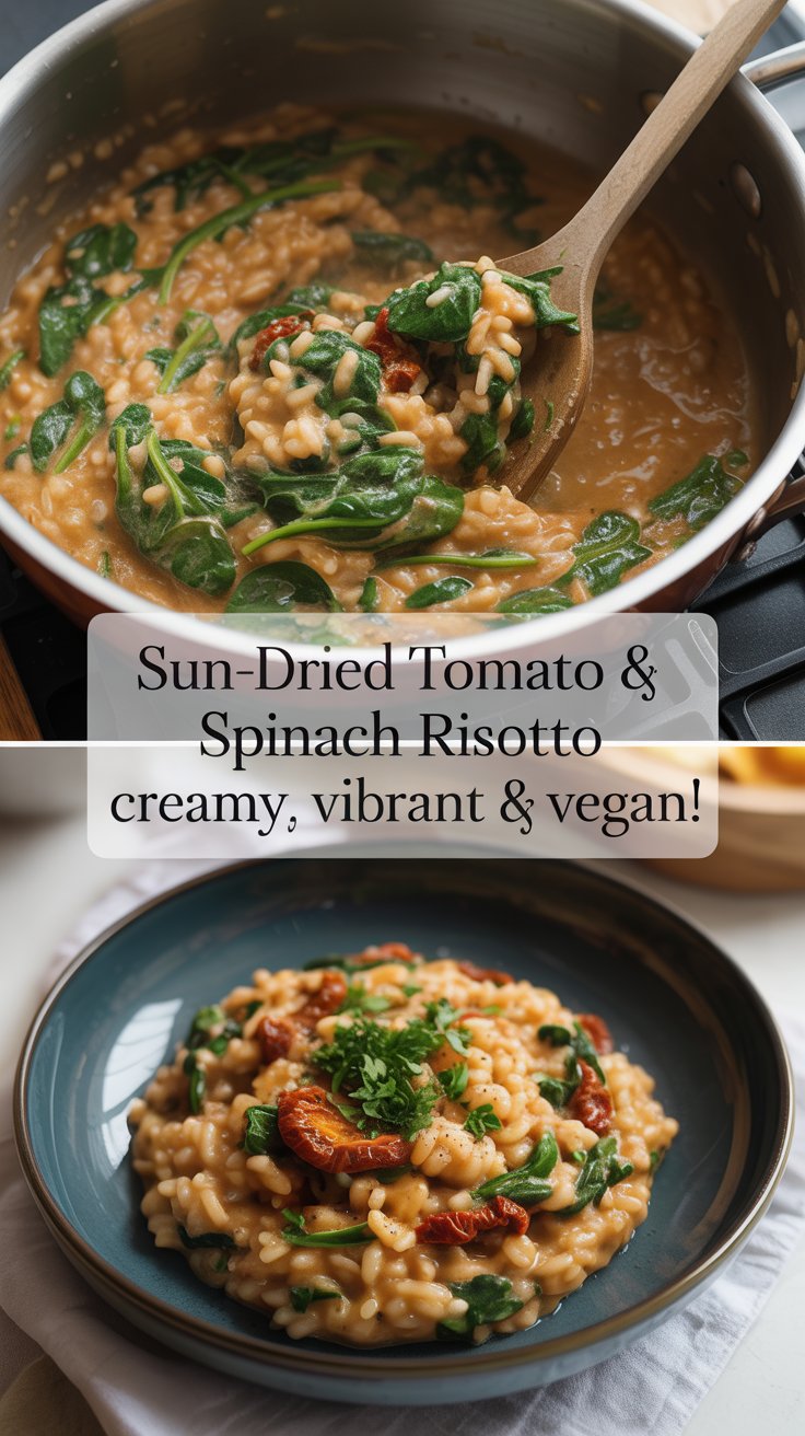 Sun-Dried Tomato & Spinach Risotto – Creamy, Vibrant & Vegan! 2 a photograph showcasing a two section ve mjHxJBCpQGWRKAWAj0yGpg qYYp0