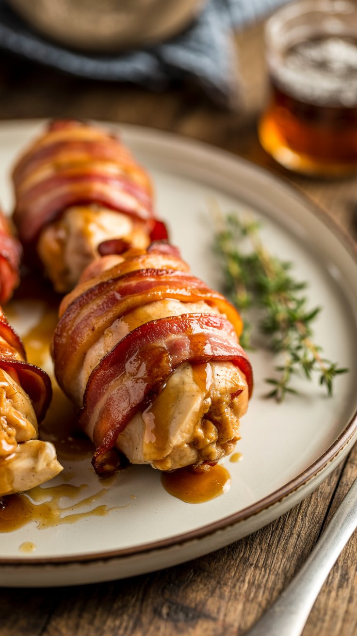 Maple Glazed Bacon Chicken: A Deliciously Sweet and Savory Recipe 4 tall vertical shot of bacon wrapped chic TuRT8m bQiiJwkIFgsb02Q sUsND