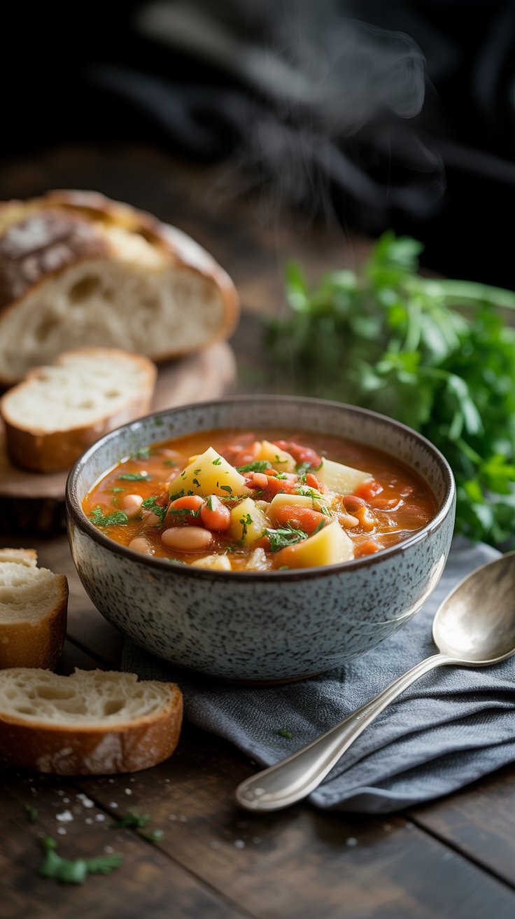vertical image of a bowl of potato and
