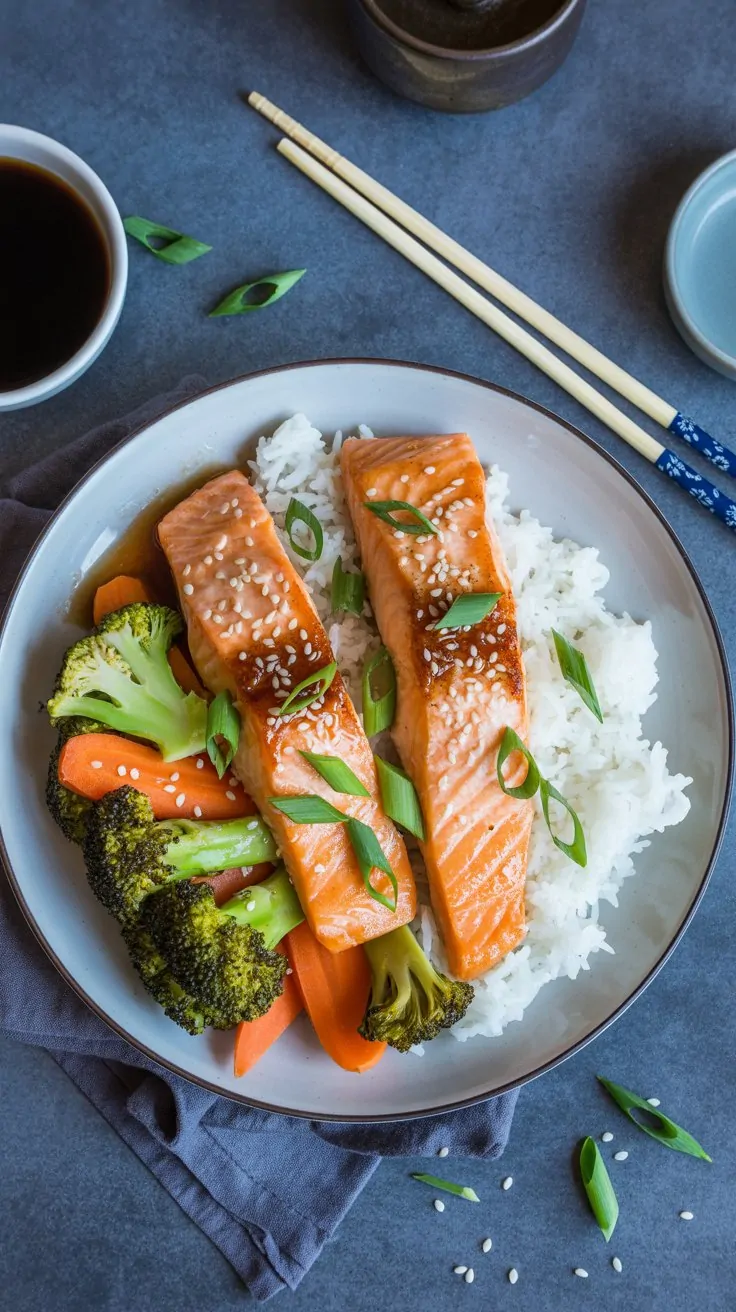24 Simple Dinner Ideas for Busy Weeknights 5 overhead view of a plated asian glazed